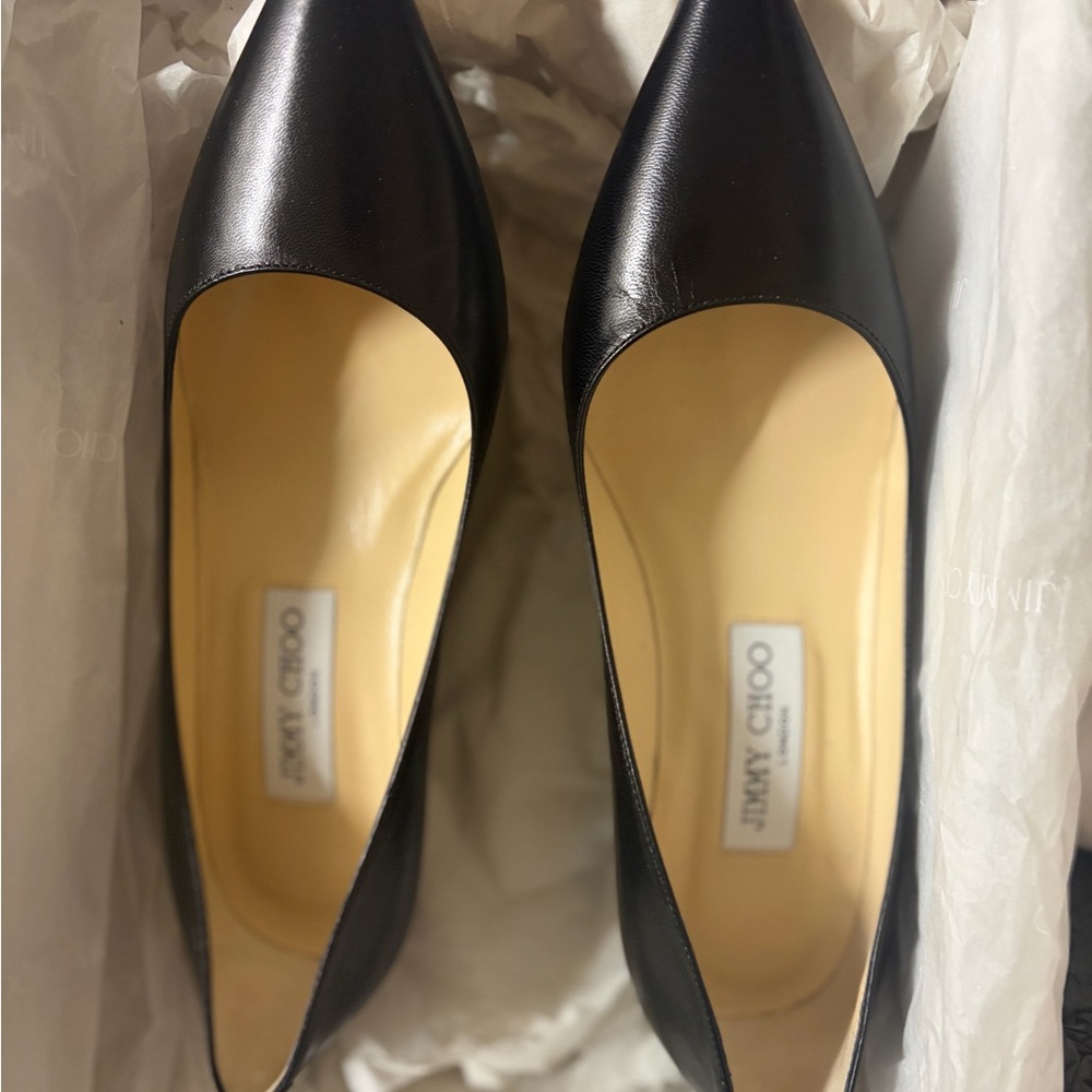 Jimmy Choo AZA OKID Black Leather Heels 37